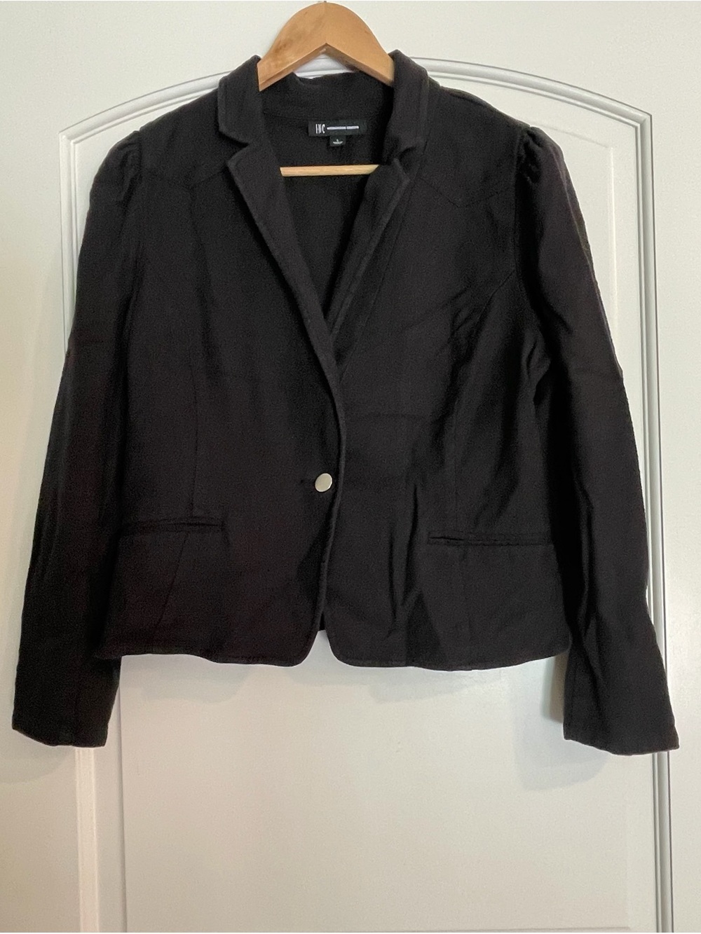INC International Concepts Black Single-Button Cotton Blazer L